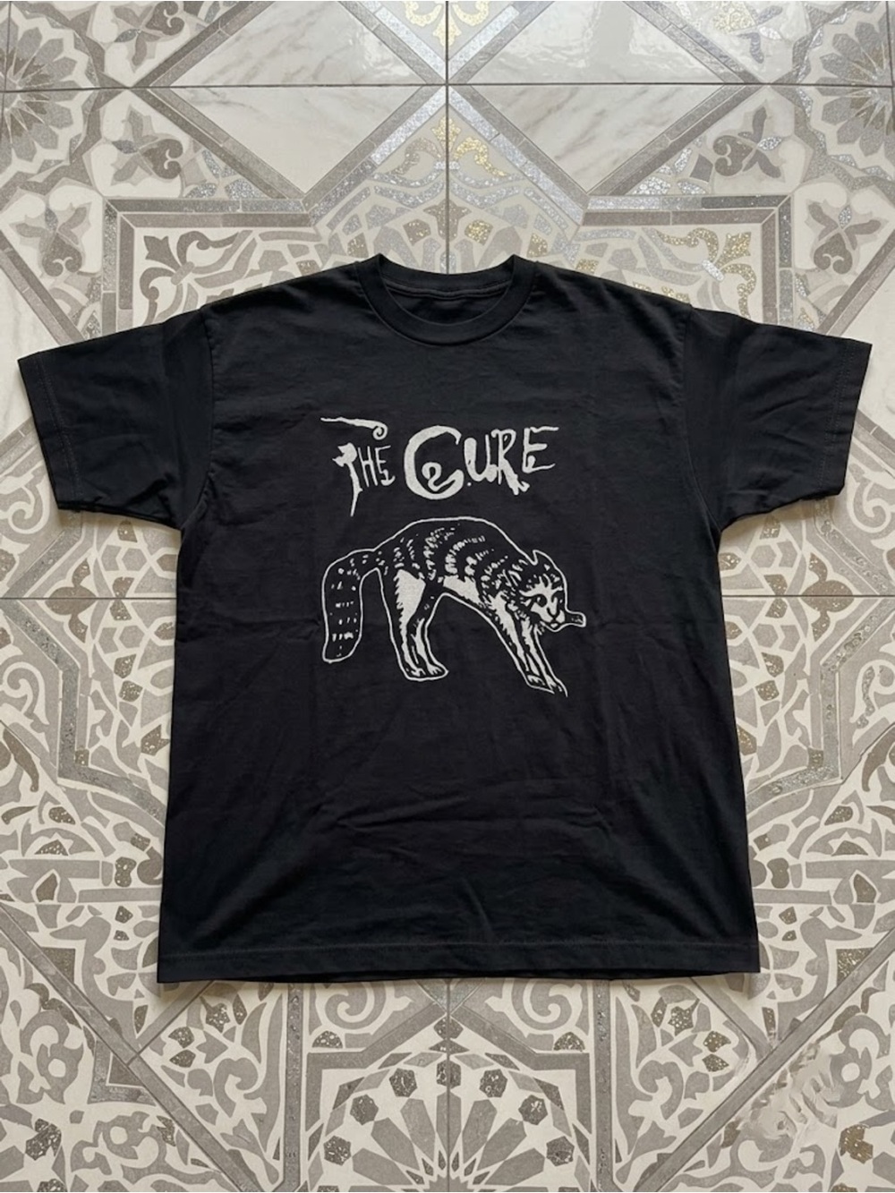The Cure Cat Graphic T-Shirt Black Band Tee Post Punk Goth Rock Band Tee - Picture 1 of 5